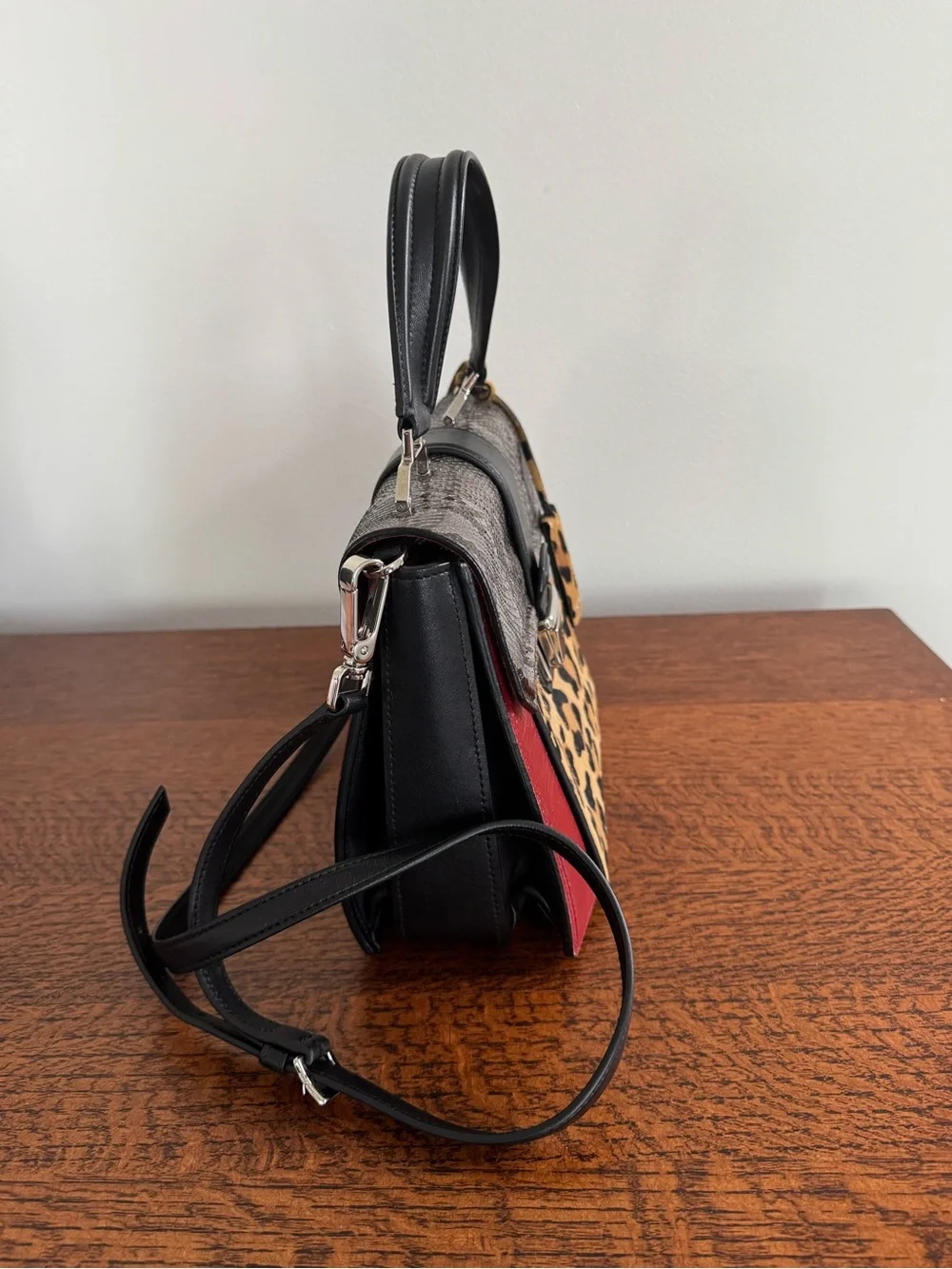 Miu Miu Rare Python, Leopard Print and Leather Crossbody/Satchel Bag w/COA